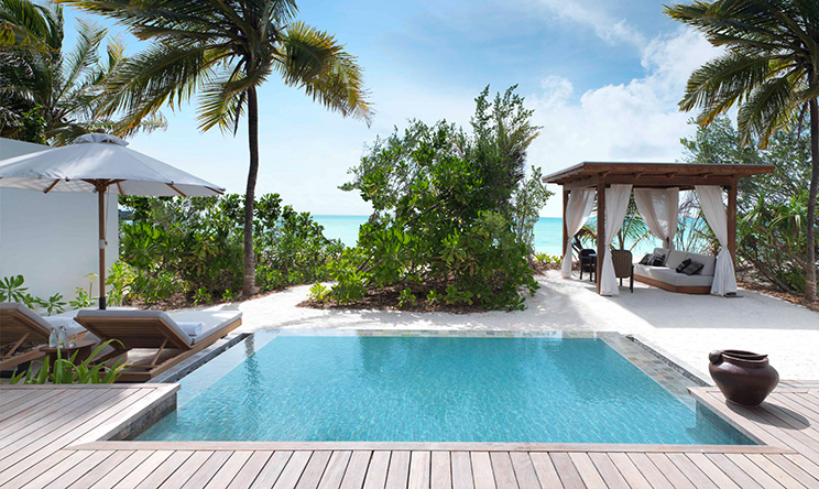 房型内部设施图片参考，如无边泳池与电视及音响， 三卧室日落海滩别墅-Three Bedroom Beach Sunset Villa maldievs(斯茹芬富士岛 Sirru Fen Fushi) 